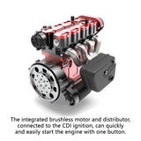 MechPuConToy Mini Metal Engine Model Kit That Runs, GS-L4 Engine Water-Cooled 4-Stroke DOHC Inline Four-Cylinder Engine Model Kit, Physics Science Engine for Adults (Finished Version)