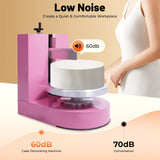HZOPUTLH Cake Decorating Machine, Cream Spreading Machine with LCD Display, Adjustable Rotation Direction Cake Icing Machine Frost Form Cake Kit for 4-12in Cakes Dessert Shops, Households (Pink)