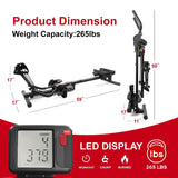 Tousains 3 in 1 Foldable Rowing Machine, AB Machine with 3 Level Angle & Led Monitor, Multi-Functional Rower Fitness Equipment Home Gym Full Body Fitness Machine TODO