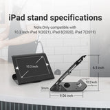 Pinikox Retail Kiosk Tablet Stand Compatible with 10.2 inch iPad 9th 8th 7th Gen, Business Desktop POS Tablet Stand, Anti-Theft Lock, 360° Swivel Base, Metal, Black