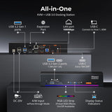 Thunderbolt 4 KVM Switch 2 Monitors 2 Computers 4K@60Hz, HDMI+DisplayPort KVM Switch Dual Monitor for 1 Laptop