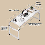 LWJQRSP Adjustable Overbed Table with Wheels Height and Width Adjustable Bedside Lap Desk for Laptop Eating Home Office Hospital Rolling Stand Up Workstation Cart