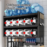 GHuBafy 2-Tier Over The Sink Dish Drying Rack with Cover, Kitchen Storage Organizer Dish Rack Above, Sink Rack for Countertop Space Saving, Multifunctional Plate and Bowl Organizer(85cm/33.5in)