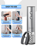 CIRCLE JOY Electric Wine Opener Stainless Steel Rechargeable Automatic Wine Bottle Opener Set 7-in-1 Wine Gifts for Wine Lovers with Charging Base, Foil Cutter, Wine Aerator Pourer & 2 Vacuum Stoppers