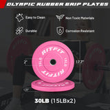 RitFit Barbell Weight Set - 4/6FT Olympic Barbell with Weight Plates (55-115LB Total) - Weightlifting Equipment for Squats, Curls, Deadlifts, Presses, Hip Thrusts 4FT Pink Bar with 30LB Pink Plates