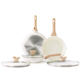 Kordisen Ceramic Nonstick Frying Pan Skillet Set with Lid, 3 Piece Ceramic Pans for Cooking Non Toxic, Healthy Induction Cookware, Stay-Cool Handle, PFOA & PFAS Free (8 Inch, 9.5 Inch, 11 Inch)