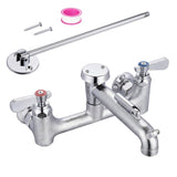 [CA avail] Sepaitek Commercial Mop Sink Faucet 8" Center, Heavy-Duty Wall Mount Utility Faucet with Vacuum Breaker 3/4" Hose Thread, Industrial Outdoor Laundry Slop Hot and Cold Hose Bib, Brass Casted