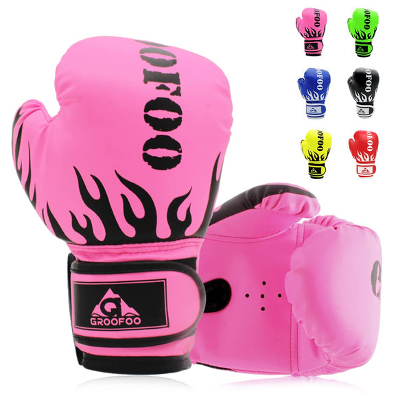 Kids Boxing Gloves 4oz Punching Gloves for Kids 3-6 Traning Gloves for Punching Bag Kickboxing Sparring Muay Thai MMA Fight Gloves - Pink GROOFOO