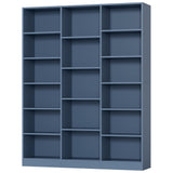 Triple Wide Bookshelf, 6 Tier Large Bookshelf, Bookcase with 17 Open Display Shelves