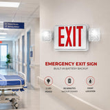 Pack 6 Double Sided LED Emergency Exit Sign with Dual Lights, Remote Capable, Backup Battery, Red Letters, Fire-Resistant (UL 94V-0), 120-277V Commercial Grade