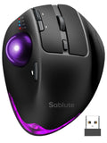 Wireless Trackball Mouse, Adjustable Angle Rechargeable Backlit-Purple Ball