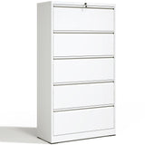 OPTYMIRA 5 Drawer Lateral File Cabinet with Lock,White Metal Filing Cabinet