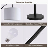 Fansdrick Floor lamp with Remote, 3 Light Arc Floor Lamps for Living Room, 2400LM Tall Standing Floor Lamps with White Shades, 80" Large Floor Lamp for Bedroom, Office