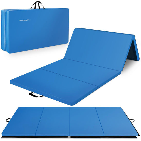 BalanceFrom Folding Gymnastics Mat, Home Gym Floor Tumbling Equipment, Blue BalanceFrom