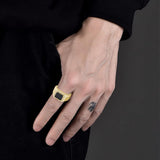 Oseew Gold Created Mens Black Onyx Rings Gold Black Onyx Ring for Men Square Gemstone for Men Gold Mens Black Onyx Rings