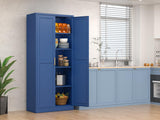 Polup 71" Blue Metal Kitchen Pantry Storage Cabinet with Doors and Shelves