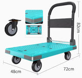 Heavy Duty Foldable Push Hand Cart - Portable Flatbed Dolly with Swivel Wheels for Office Warehouse and Moving Use