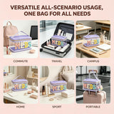 DegoCython Medicine travel bag, Waterproof Nylon PVC, Embroidered Mesh Compartment, Anti-Splash Clean Surface, clear travel bags for toiletries, Portable Med Medicine Holder, For Women Daily.