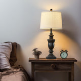 SAIWEYA 27.5" Vintage Farmhouse Table Lamps Set of 2 Bedside Lamp, 3 Way Dimmable Bedroom Lamps with 2 USB Ports +AC Outlet Nightstand Lamp Rustic Lamp
