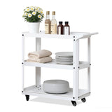 XCX 3 Tier Metal Utility Rolling Cart with Wheels, White