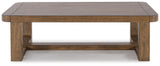 Signature Design by Ashley Cabalynn Modern Coffee Table with Solid Wood Frame, Light Brown