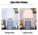 Table Lamp Porcelain Vase Desk Lamp Painting Glazed Bedroom Bedside Lamp with Fabric Lampshade Study Reading Lamp Office Night Lamp