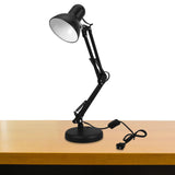 Black Metal Folding Desk Lamp, Adjustable Arm Task Light for Students