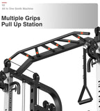 DONOW Smith Machine with Weight Stacks, Multi Function Home Gym System Training Power Cage Squat Rack Dual Cable Crossover Machine All in One