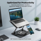 Laptop Stand for Desk,Adjustable Computer Stand with 360° Rotating Base,2-in-1 Laptop Stands with Phone Holder