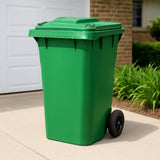 Green 95-Gallon Wheeled Rectangular Trash Can with Hinged Lid