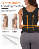 MAGICFAJAOS Waist Trainer Corset for Women Belly Fat Tummy Control Sport Workout Body Shaper Vest for Women Postpartum, S Black