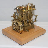 MechPuConToy Engine Model Kit That Works, Mini Retro Vertical Double-Cylinder Reciprocating Double-Acting Steam Engine Model with Speed Reducer, Science Experiment for Youth Adult