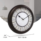 Presentime & Co. 12.6" Illuminated Farmhouse Wall Clock, Silent Battery Operated Night Light Wall Clock with Smart LED Sensor for Living Room, Bathroom, Kitchen, Home Office, Oil Rubbed Bronze Finish