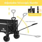 ROSONG Collapsible Wagon Cart with Wheels Foldable - Folding Utility Heavy Duty Wagons Carts for Grocery Sports Garden Shopping Camping Wheelbarrows (Black, 90L)