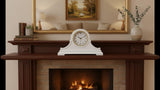 Vmarketingsite Mantel Clocks, Battery Operated, Silent Wood Table Clock with Westminster Chimes On The Hour, Solid Wooden Shelf Chiming Mantle Clock, 9" x 16" x 3" (White - Arabic Numerals)