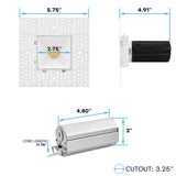 LUXRITE 2 Inch Square Trimless LED Recessed Light, 5CCT Selectable 2700K-5000K, Interlocking Module, 15W, 1000LM, High Output, Dimmable Ceiling Spotlight, Wet Rated, IC Rated, ETL Listed (6 Pack)