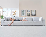 114" Modular Sectional Sofa, 4 Seats L Shaped Cloud Couch, White Linen