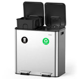Lovewind 2×11.5 Gallon Dual Trash Can, Stainless Steel Dual Garbage and Recycling Can with Foot Pedal, 90° Stay-Open Lid
