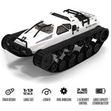 GoolRC RC Tank Car, 1/12 Scale 2.4GHz Remote Control Tank, 360?Rotating Off-Road RC Crawler Military Vehicle with Rechargeable Battery Gifts for Adults (White)