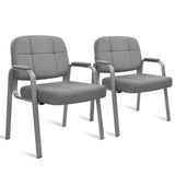 CLATINA Big & Tall 500 lbs Waiting Room Guest Chair, Leather Office Reception Chair No Wheels with Padded Arms for Elderly Home Desk Conference Room Lobby Side Salon Clinic, Grey(2 Pack)