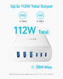 Anker Desktop Charger, Fast Charging USB C Charger with 112W Max 6-Port