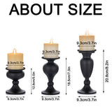 Sziqiqi Metallic Pillar Candleholder Set for Candle Centerpieces, Table Mantel Fireplace Decoration Set of 3 Gourd-Shaped Design Black