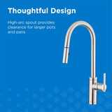 Gerber Parma Café Single Handle Kitchen Faucet with Pull-Down Sprayer – High Arc, Contemporary Style, Easy 1-Hole Install in Stainless Steel, D454058SS