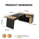 Office Desk with Drawers & Built-in Power Access, Large Executive Workstation with Storage Cabinet