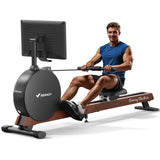 MERACH Pro-Grade Rowing Machines for Home, Smart Magnetic Rowing Machine with 21.5" HD Rotatable Screen, 400 LBS MAX Load, Wooden Tracks for Silent Sliding, MERACH App 1000+ Course & Games