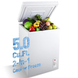 Anypro Chest Freezer 5.0 Cu.Ft, FreeStanding Top Door Compact Small Deep Mini Freezer with Removable Baskets, 7 Adjustable Temperatures for Garage Dorm Apartment RV Kitchen Business, White