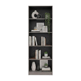 Tuhome Home 71" Tall Standard Bookcase with 5 Open Storage Shelves, Closed Back, Freestanding Living Room, Office or Bedroom Storage (Model M3), Silver Oak/Wenge