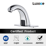 Luxice Touchless Bathroom Sink Faucet - Automatic Motion Sensor Faucet - Battery Opertated for Commercial Lavatory, Chrome