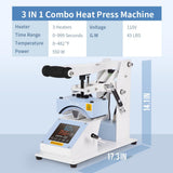 PYD Life 3 in 1 Mini Combo Heat Press Machine for Label Tag 5.8 x 5.8 Inch Light Blue
