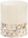 Creative Scents Milano Small Bathroom Trash Can 1.58 Gal / 6L - Decorative Bathroom Wastebasket with Beautiful Mother of Pearl Shells; Modern Round Waste Basket for Room, Bedroom or Living Room